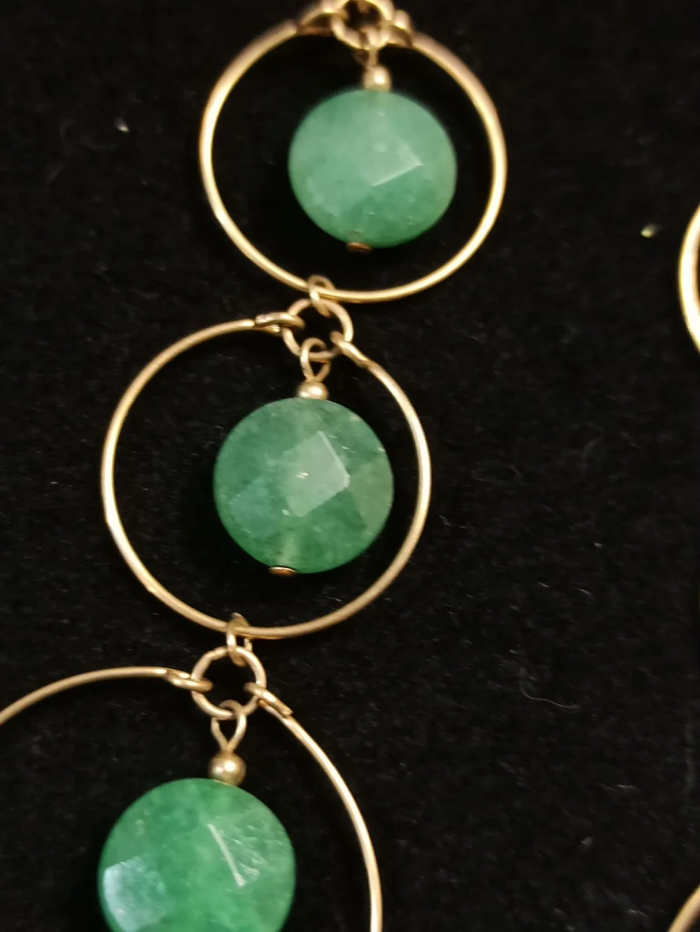 Vintage 14KT G. F. Green Jade Cascade Dangle Earrings Statement Designer 1990s